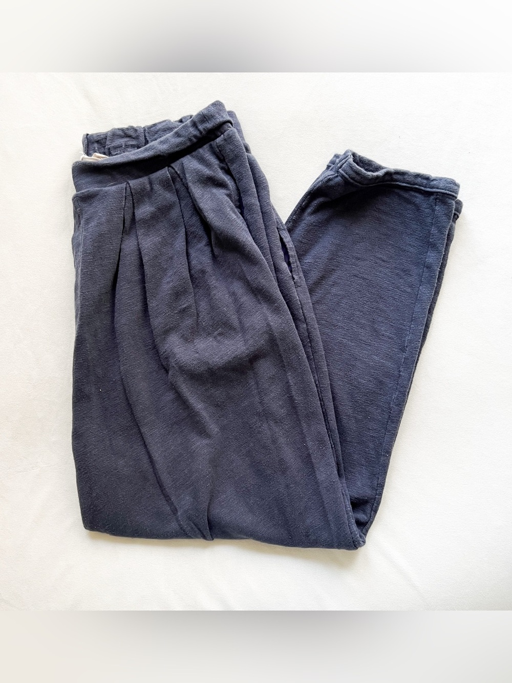 Free People Navy Acid Wash Pleated Jogger Pants - Large